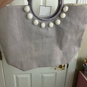 Shiraleah Lavender Tote with Cream Pom Pom accents